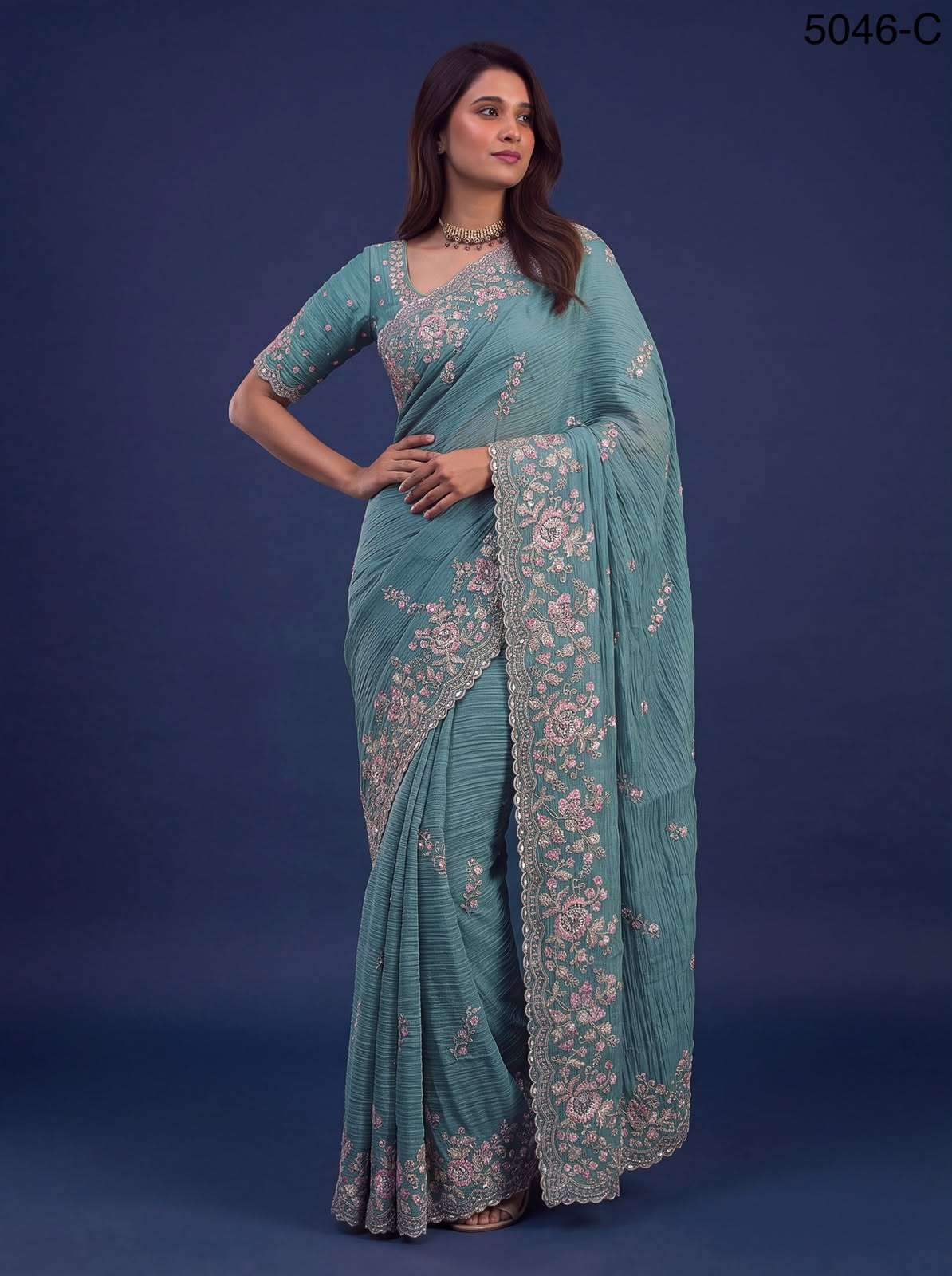  Extraordinary with Beautiful Color made of Premium Pure Bamburg fabric Wedding Saree wholesale in surat 5046